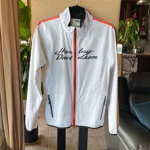 HARLEY DAVIDSON White Signature Motorcycle Jacket Full Zip Adult Woman M